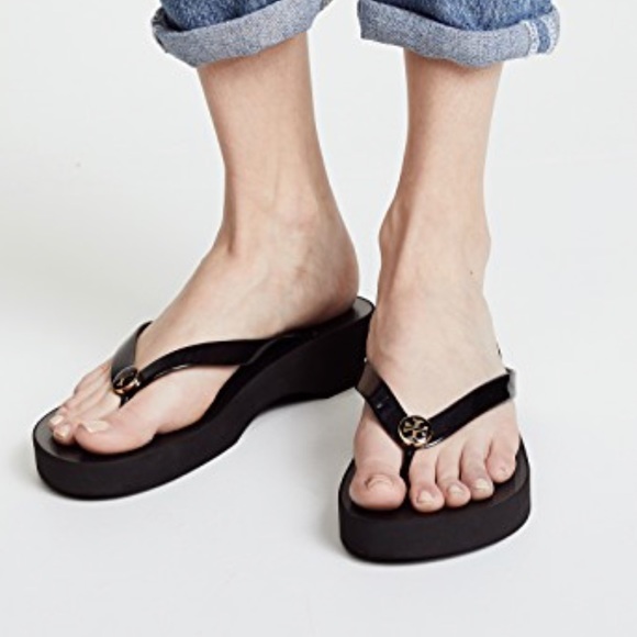 tory burch carved wedge flip flop